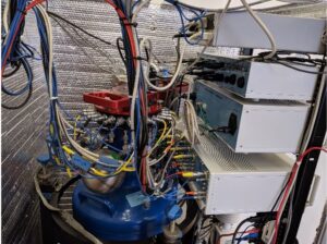 Top of superconducting instrument showing wires.